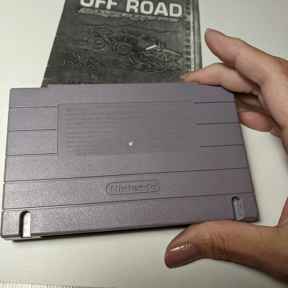 Vtg Super Nintendo Super Off Road The Baja 1993, racing game with manual